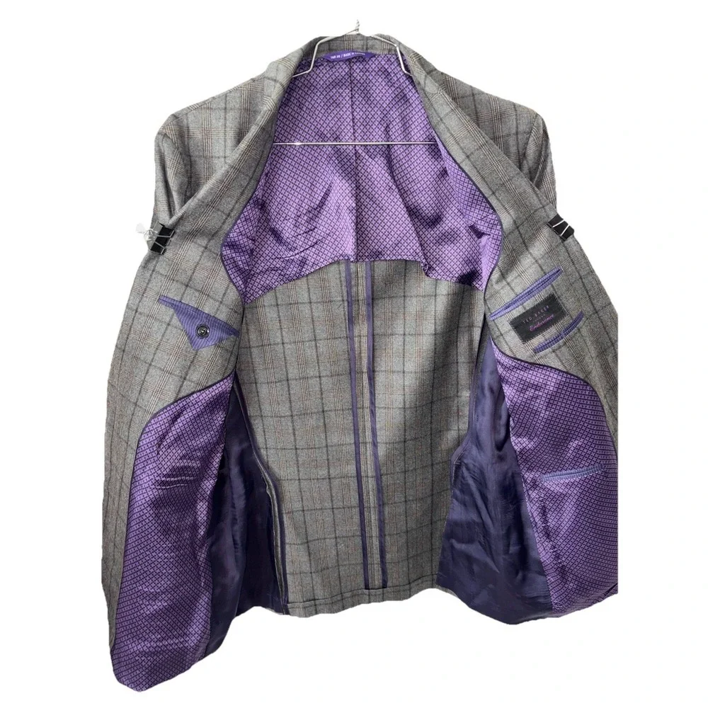 TED BAKER Endurance JAY Two Button Wool Blazer Jacket Mens 42L Gray  Windowpane